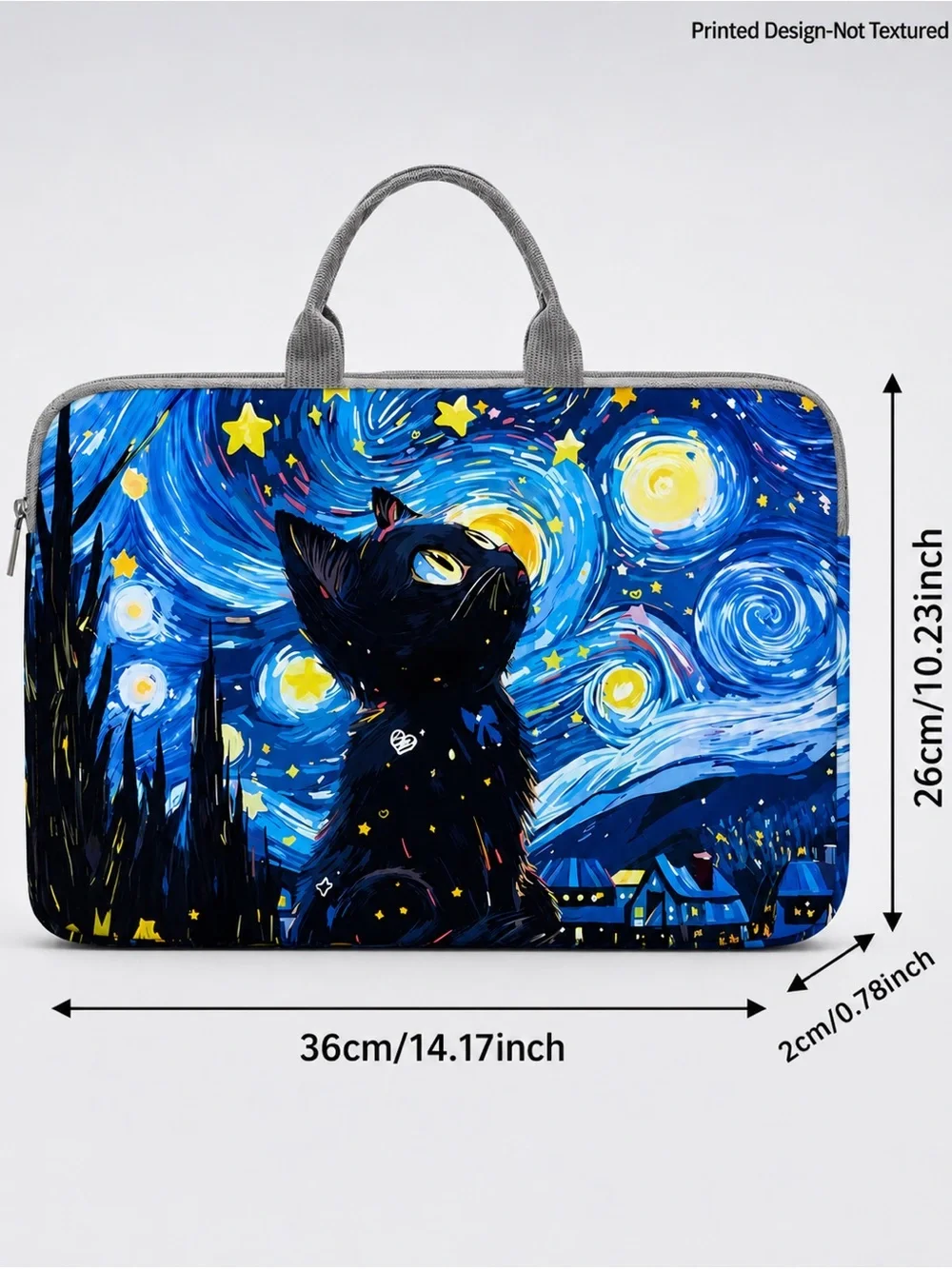 NWT Starry Night Black Cat 14” Laptop Sleeve Carrying Case Bag